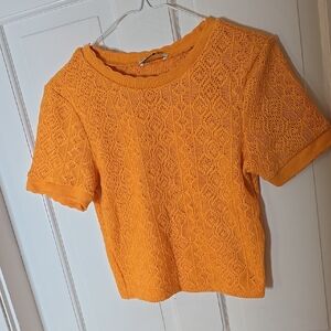 Zara Orange Lace Knit Women's Top